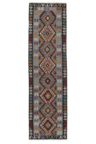  Kelim Afghan Old Style Matto 83X294 Itämainen Käsinkudottu Käytävämatto Musta (Villa, Afganistan)