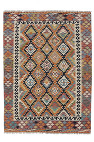  Kelim Afghan Old Style Matto 145X197 Itämainen Käsinkudottu Tummanruskea/Valkoinen/Creme (Villa, Afganistan)