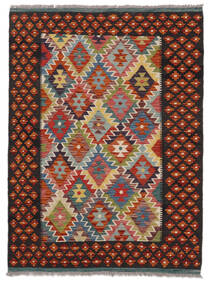  Kelim Afghan Old Style Matto 128X173 Itämainen Käsinkudottu Musta/Tummanpunainen (Villa, Afganistan)