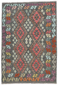  Kelim Afghan Old Style Matot 128X184 Villamatto Ruskea/Tummankeltainen Pieni Matto 