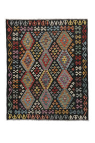 153X192 Kelim Afghan Old Style Matot Matto Itämainen Musta/Tummanpunainen (Villa, Afganistan)