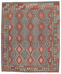  Kelim Afghan Old Style Matto 256X298 Itämainen Käsinkudottu Tummanruskea/Tummanharmaa Isot (Villa, Afganistan)