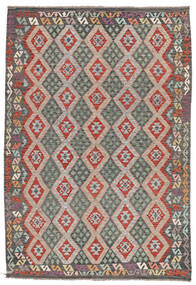 205X300 Kelim Afghan Old Style Matot Matto Itämainen Käsinkudottu Ruskea/Tummanpunainen (Villa, Afganistan)