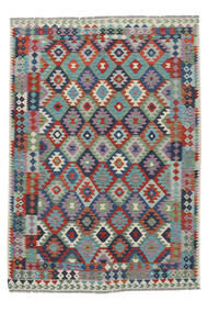  Kelim Afghan Old Style Matot 203X292 Tummanharmaa/Tummanpunainen 