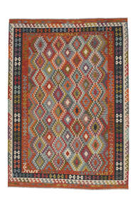 255X346 Kelim Afghan Old Style Matot Matto Itämainen Ruskea/Tummanpunainen Isot (Villa, Afganistan)