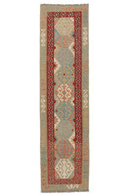  Kelim Afghan Old Style Matto 80X302 Itämainen Käsinkudottu Käytävämatto Ruskea/Tummanpunainen (Villa, )