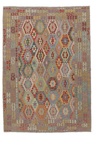  Kelim Afghan Old Style Matot 206X296 Ruskea/Tummanpunainen 