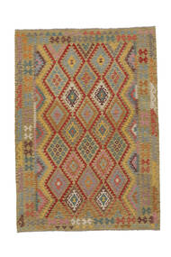  Kelim Afghan Old Style Matto 206X288 Itämainen Käsinkudottu Tummanruskea/Ruskea (Villa, Afganistan)
