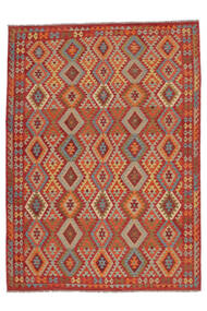  Kelim Afghan Old Style Matto 256X351 Itämainen Käsinkudottu Tummanpunainen/Tummanruskea Isot (Villa, Afganistan)
