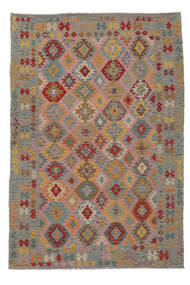  Kelim Afghan Old Style Matto 199X295 Itämainen Käsinkudottu Tummanruskea/Tummanvihreä (Villa, Afganistan)