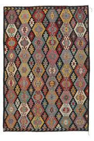  Kelim Afghan Old Style Matto 204X296 Itämainen Käsinkudottu Tummanruskea/Musta (Villa, Afganistan)