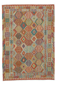  Kelim Afghan Old Style Matto 205X297 Itämainen Käsinkudottu Ruskea/Tummankeltainen (Villa, )