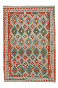  Itämainen Kelim Afghan Old Style Matot Matto 198X285 Tummanpunainen/Tummankeltainen (Villa, Afganistan)