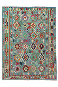  Kelim Afghan Old Style Matto 256X345 Itämainen Käsinkudottu Tumma Turkoosi/Tummanvihreä Isot (Villa, Afganistan)