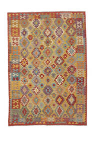  Kelim Afghan Old Style Matto 201X290 Itämainen Käsinkudottu Tummanruskea/Ruskea (Villa, Afganistan)