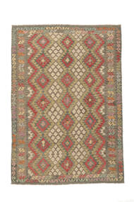  205X291 Kelim Afghan Old Style Matot Matto Ruskea/Tummanpunainen Afganistan 