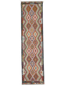  Kelim Afghan Old Style Matto 82X309 Itämainen Käsinkudottu Käytävämatto Tummanruskea (Villa, Afganistan)