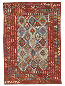  Kelim Afghan Old Style Matto 204X294 Itämainen Käsinkudottu Tummanruskea/Tummanharmaa (Villa, Afganistan)