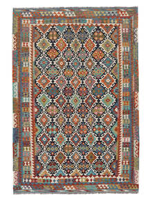  Kelim Afghan Old Style Matto 205X303 Itämainen Käsinkudottu Tummanruskea/Tummanharmaa (Villa, Afganistan)