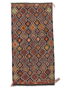  Kelim Afghan Old Style Matto 100X198 Itämainen Käsinkudottu Musta/Tummanruskea (Villa, Afganistan)