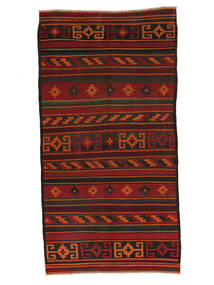 Käsinkudottu Afghan Vintage Kelim Matot 170X328 Vintage Villamatto Musta/Tummanpunainen Matto 