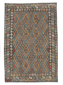 205X298 Kelim Afghan Old Style Matot Käsinkudottu Matto Musta/Ruskea Afganistan 