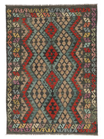  Kelim Afghan Old Style Matto 148X206 Itämainen Käsinkudottu Musta/Tummanruskea (Villa, Afganistan)