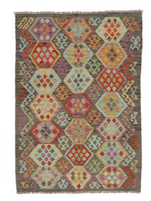  131X185 Kelim Afghan Old Style Matot Matto Ruskea/Tummanpunainen Afganistan 