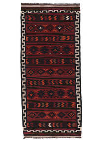 Käsinkudottu Afghan Vintage Kelim Matot 132X293 Vintage Villamatto Musta/Tummanpunainen Pieni Matto 