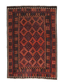  Afghan Vintage Kelim Matto 190X268 Itämainen Käsinkudottu Musta/Tummanpunainen (Villa, )