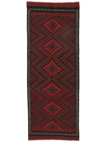 140X374 Afghan Vintage Kelim Matot Matto Itämainen Käsinkudottu Käytävämatto Musta/Tummanpunainen (Villa, Afganistan)