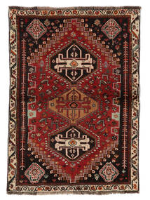  Shiraz Matto 105X150 Itämainen Käsinsolmittu Musta/Tummanruskea (Villa, Persia/Iran)