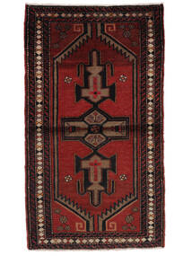  Hamadan Matto 85X150 Itämainen Käsinsolmittu Musta/Tummanpunainen (Villa, Persia/Iran)