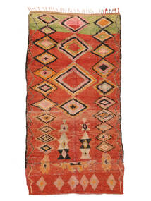  Berber Moroccan - Mid Atlas Vintage 162X305 Villamatto Tummanpunainen/Ruskea Matto 