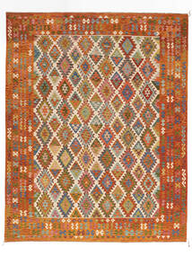  Kelim Afghan Old Style Matot 307X386 Villamatto Tummanpunainen/Ruskea Suuri Matto 