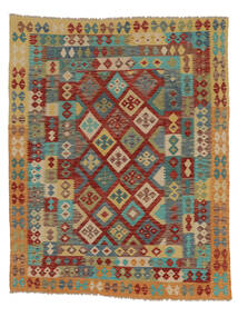  Kelim Afghan Old Style Matot 198X251 Villamatto Ruskea/Tummanpunainen Matto 